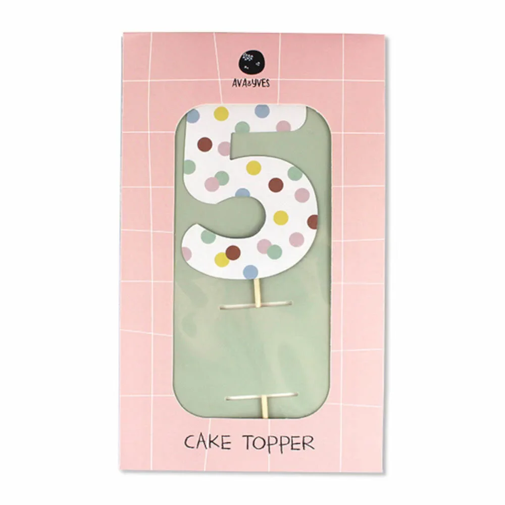 "Ava & Yves Cake Topper Number "5" image"