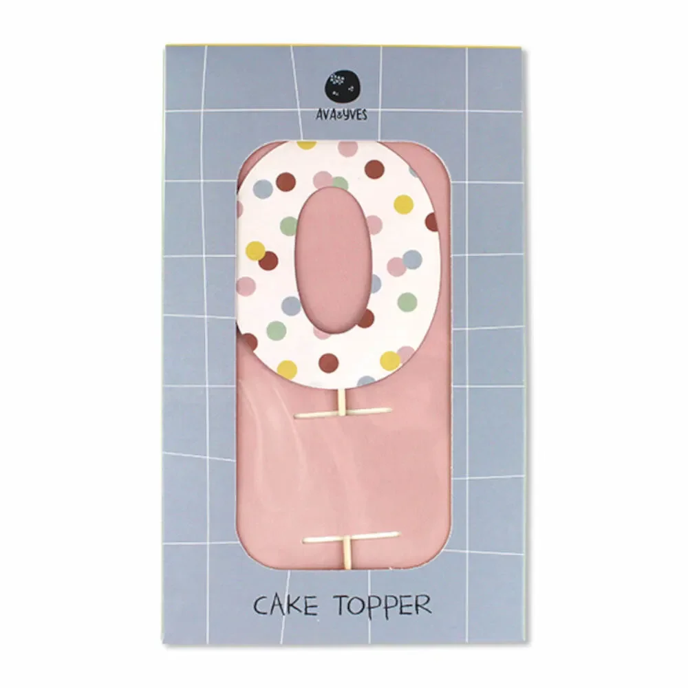 "Ava & Yves Cake Topper Number "0" image"