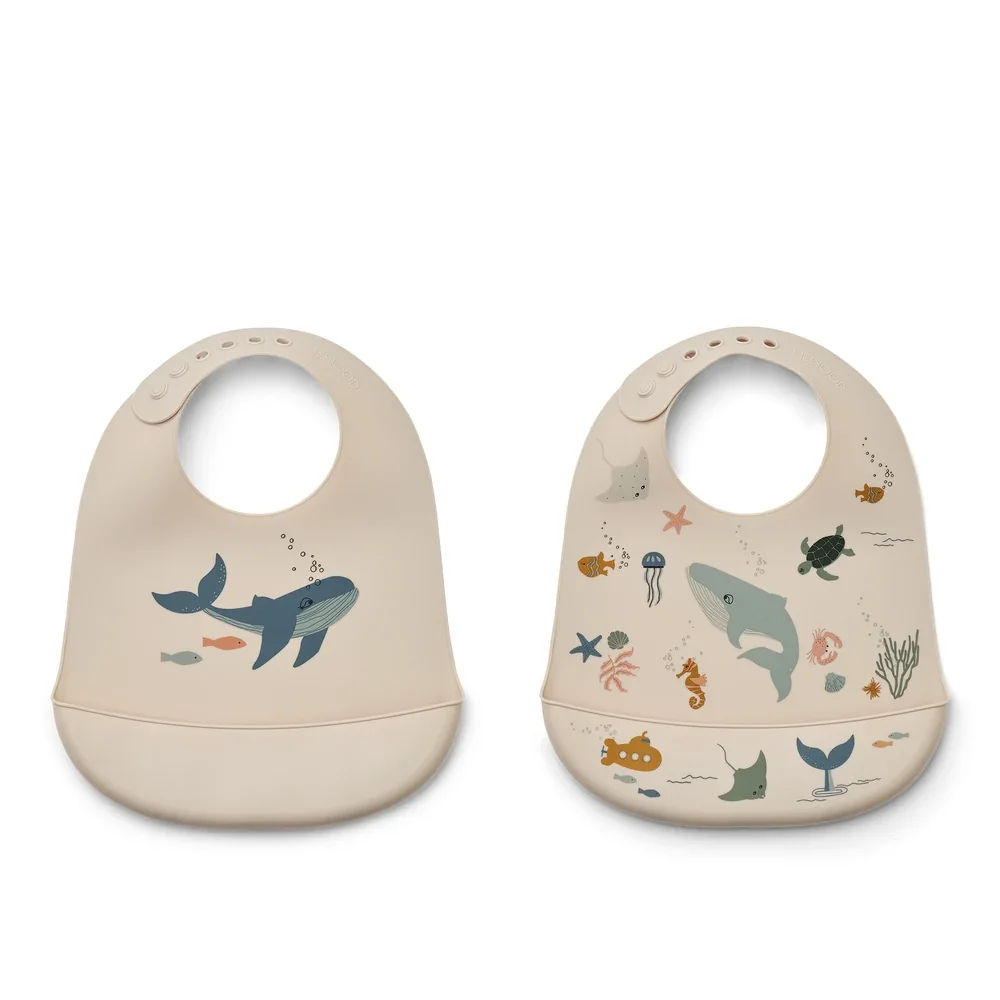 "Liewood silicone bib 2er Pack - Tilda, Color: Sea Creature/Sandy Mix image"