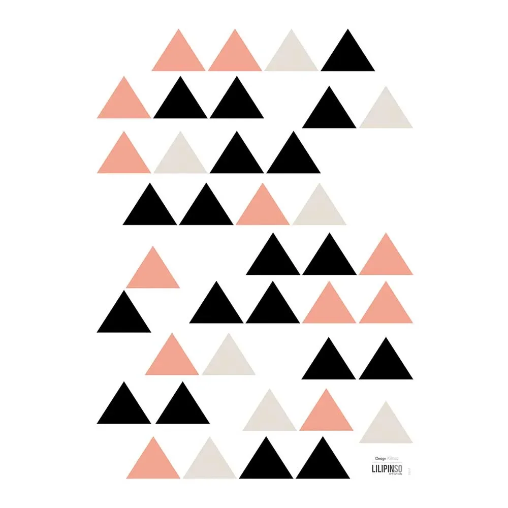 "Lilipinso Wall Sticker A3 triangles black beige coral image"