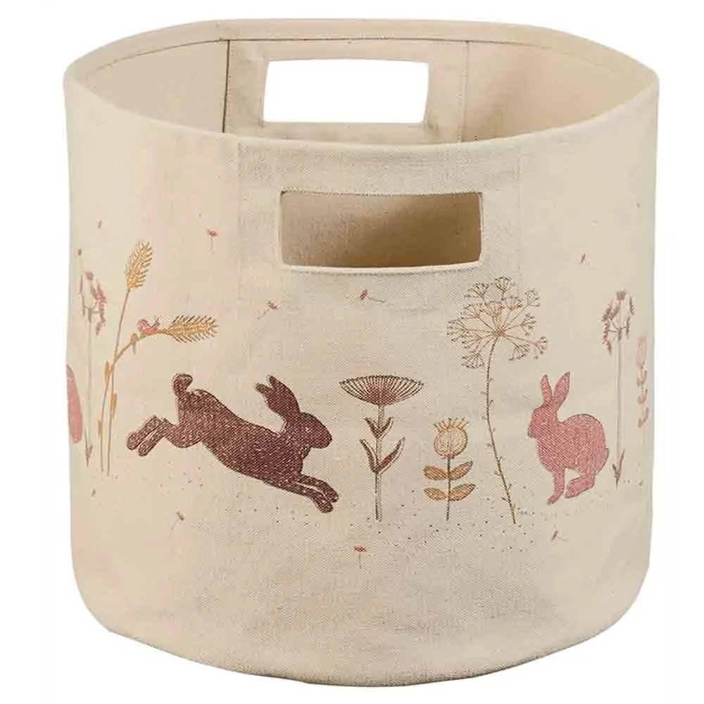 "Taftan storage basket "Hello World" pink beige image"