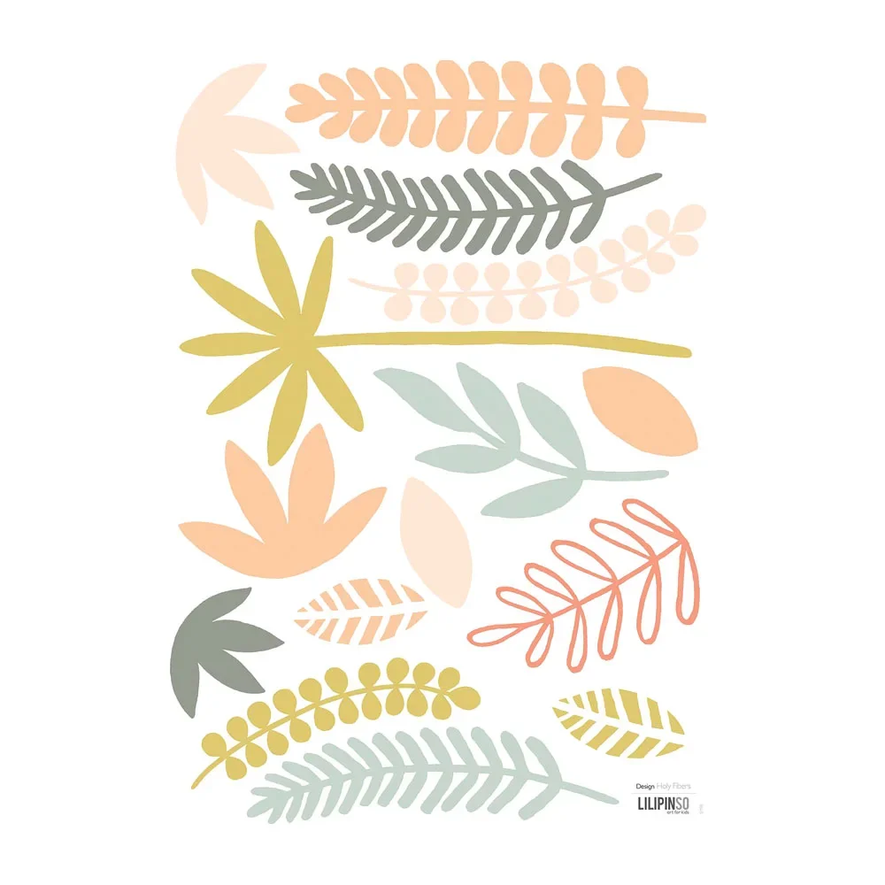 "Lilipinso Wall Sticker A3 leaf range green coral image"
