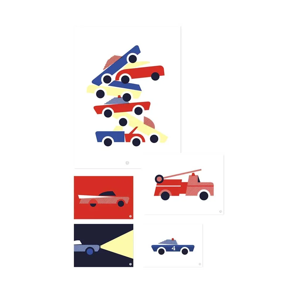"Lilipinso poster set vehicles red blue yellow image"