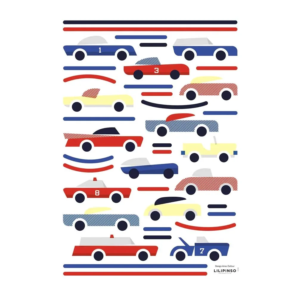 "Lilipinso Wall Sticker A3 cars blue red yellow image"