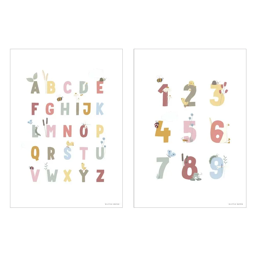 "Little Dutch Poster Abc & Numbers Rosa "Little Goose" on two sides image"