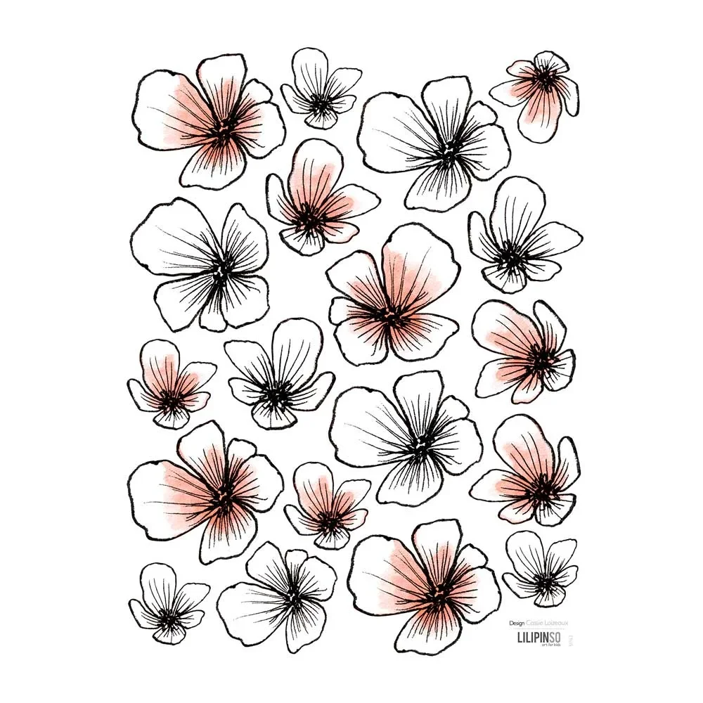 "Lilipinso wall sticker flowers black coral white image"