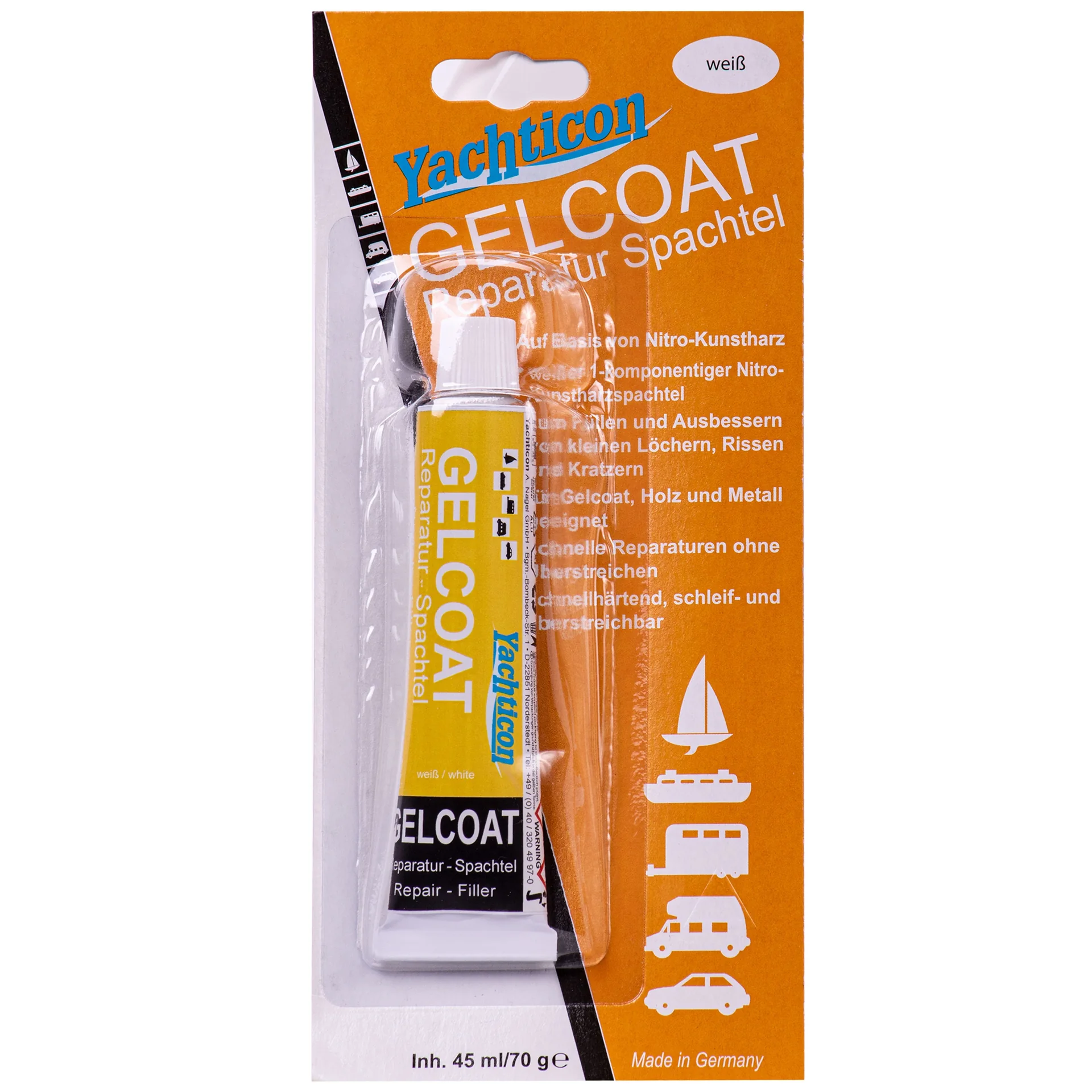 "Gelcoat Repair, Gelcoat Filler, White Gelcoat Repair, 70 g Tube image"
