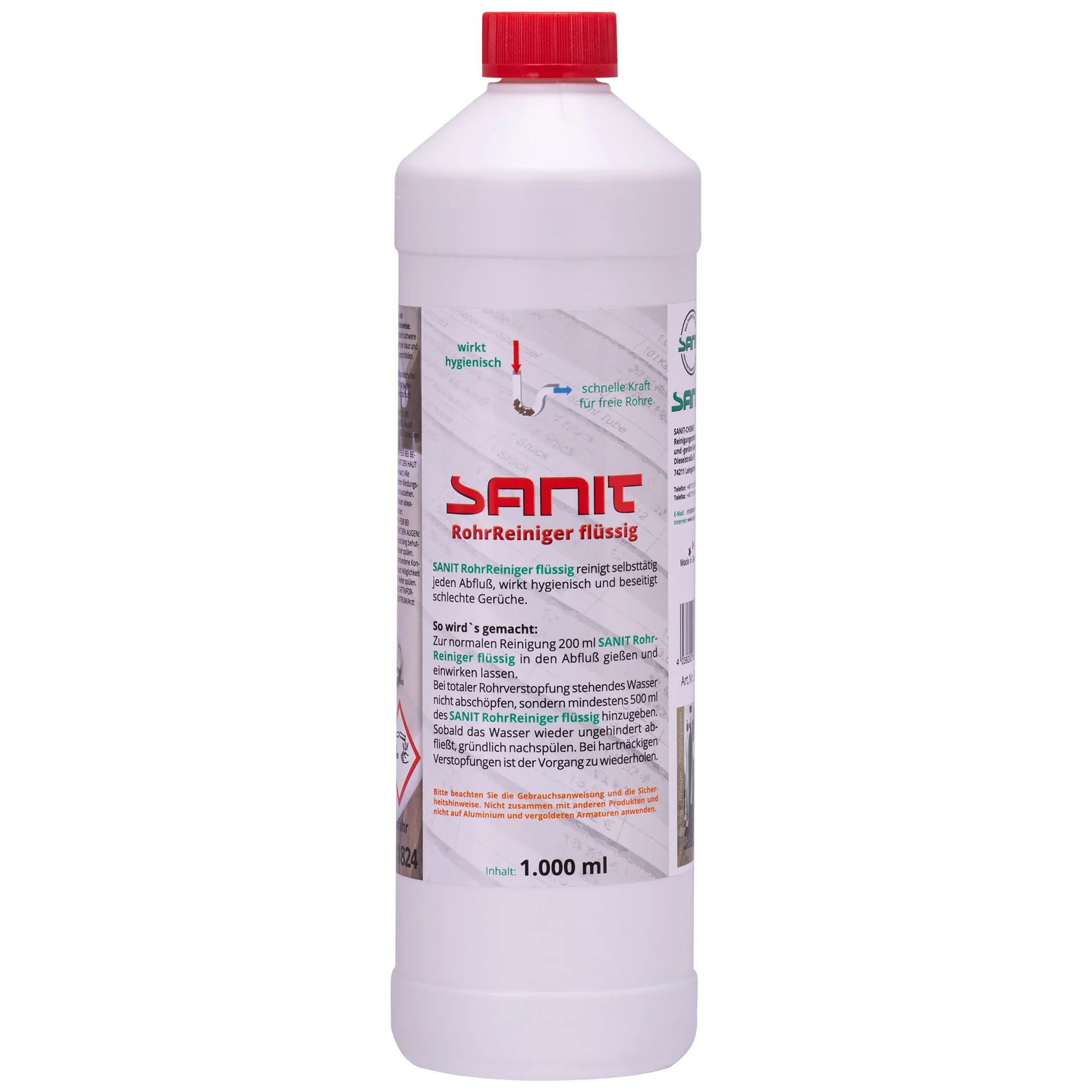 "Drain Cleaner, Liquid, 1000 ml, Pipe Cleaner, Drain Unblocker image"