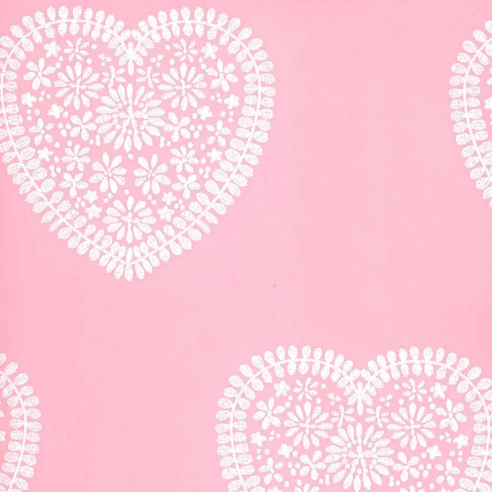 "Harlequin all about me wallpaper pink hearts white image"