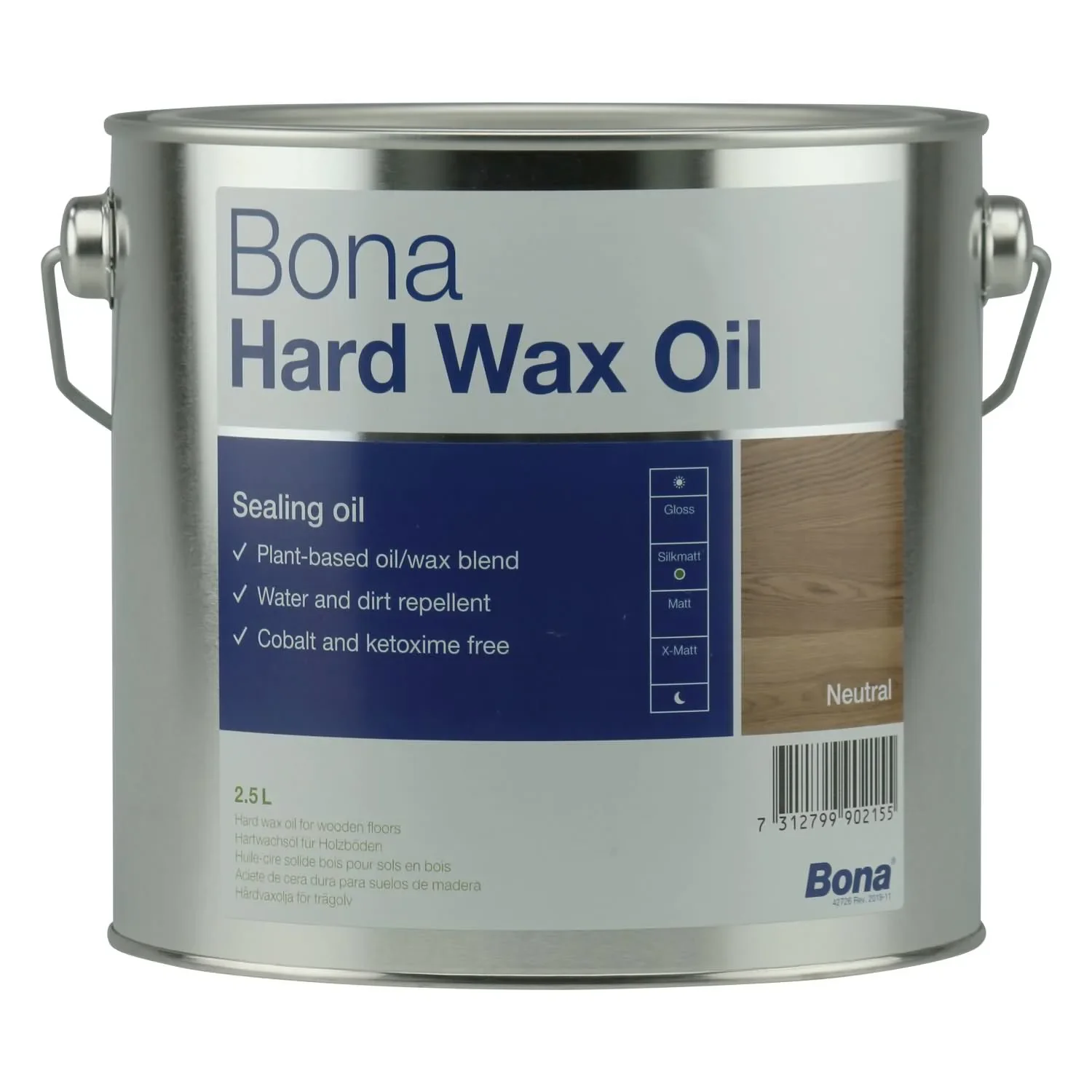 "Hardwax Oil 2.5 Liter, Matte Hardwax Oil, Wood Floor Finish, Interior Wood Finish image"