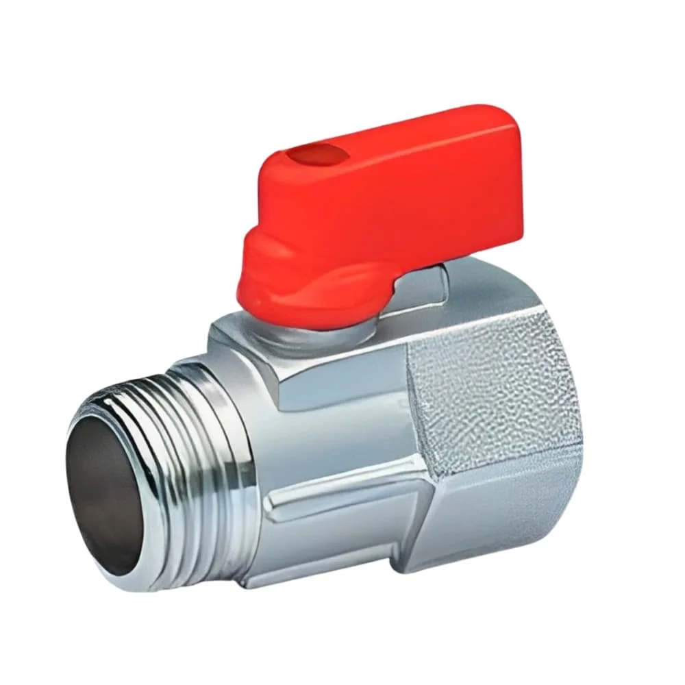 "1/2 Inch Mini Brass Ball Valve with Red Handle image"