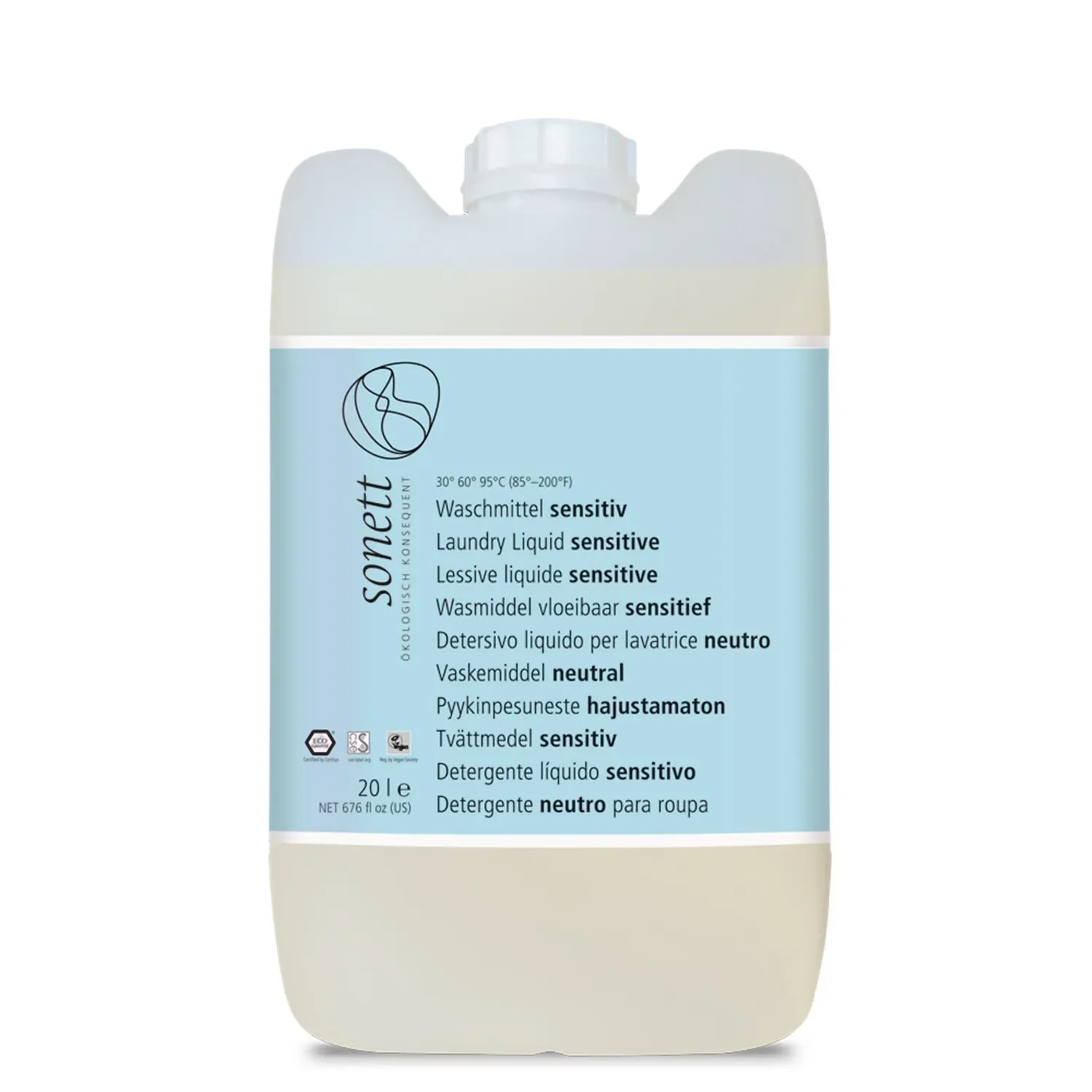 Sensitive Laundry Detergent, 20 Liter, Fragrance Free, Dye Free
