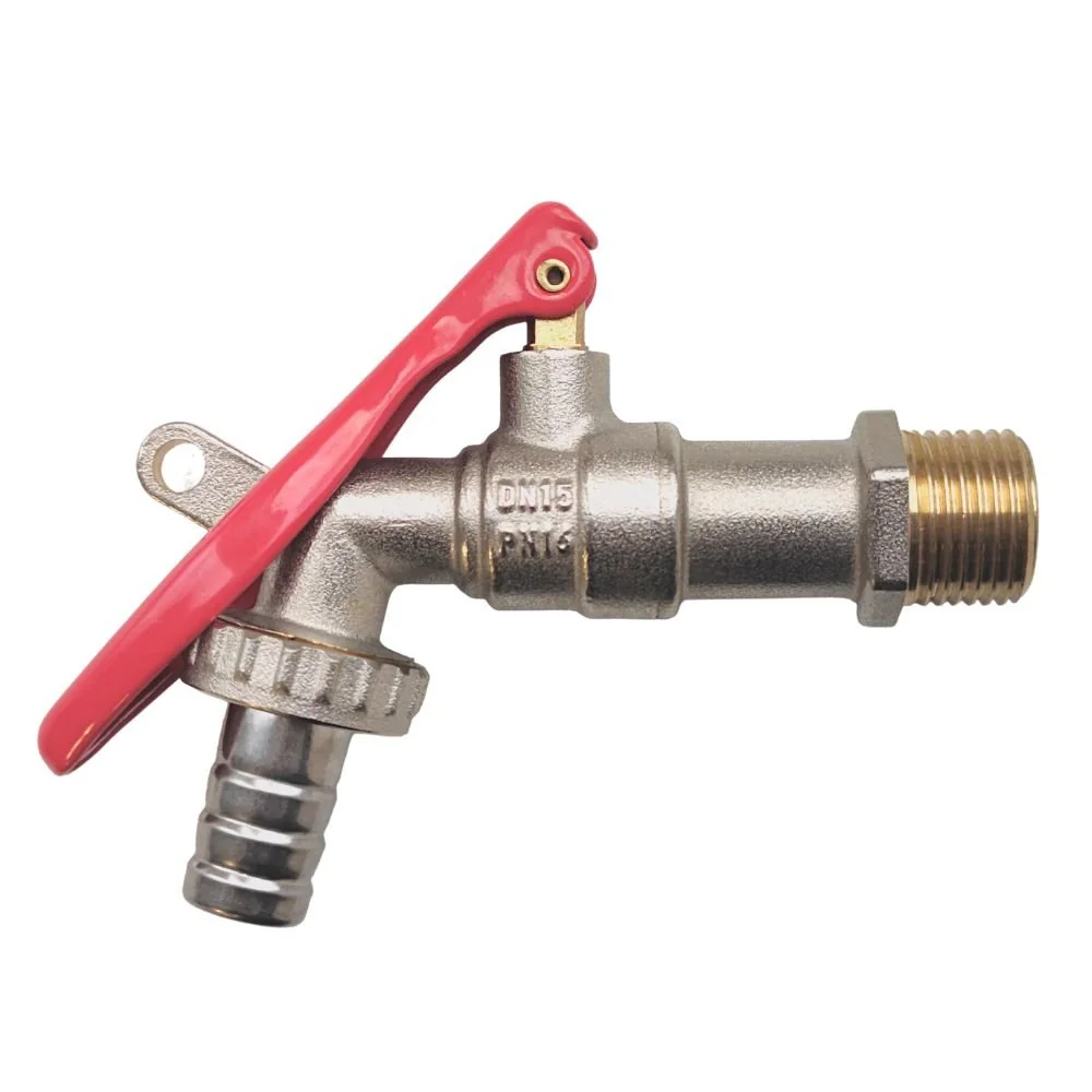 "1/2 Inch Brass Outdoor Faucet - Lockable Lever Handle Garden Valve image"