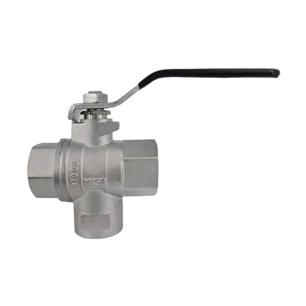 "1 Inch 3-Way Brass Ball Valve - Full Port Flow Control image"