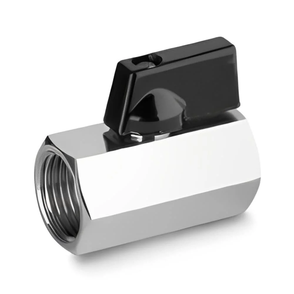 "Mini Brass Ball Valve, 1/2 Inch Chrome Water Valve image"
