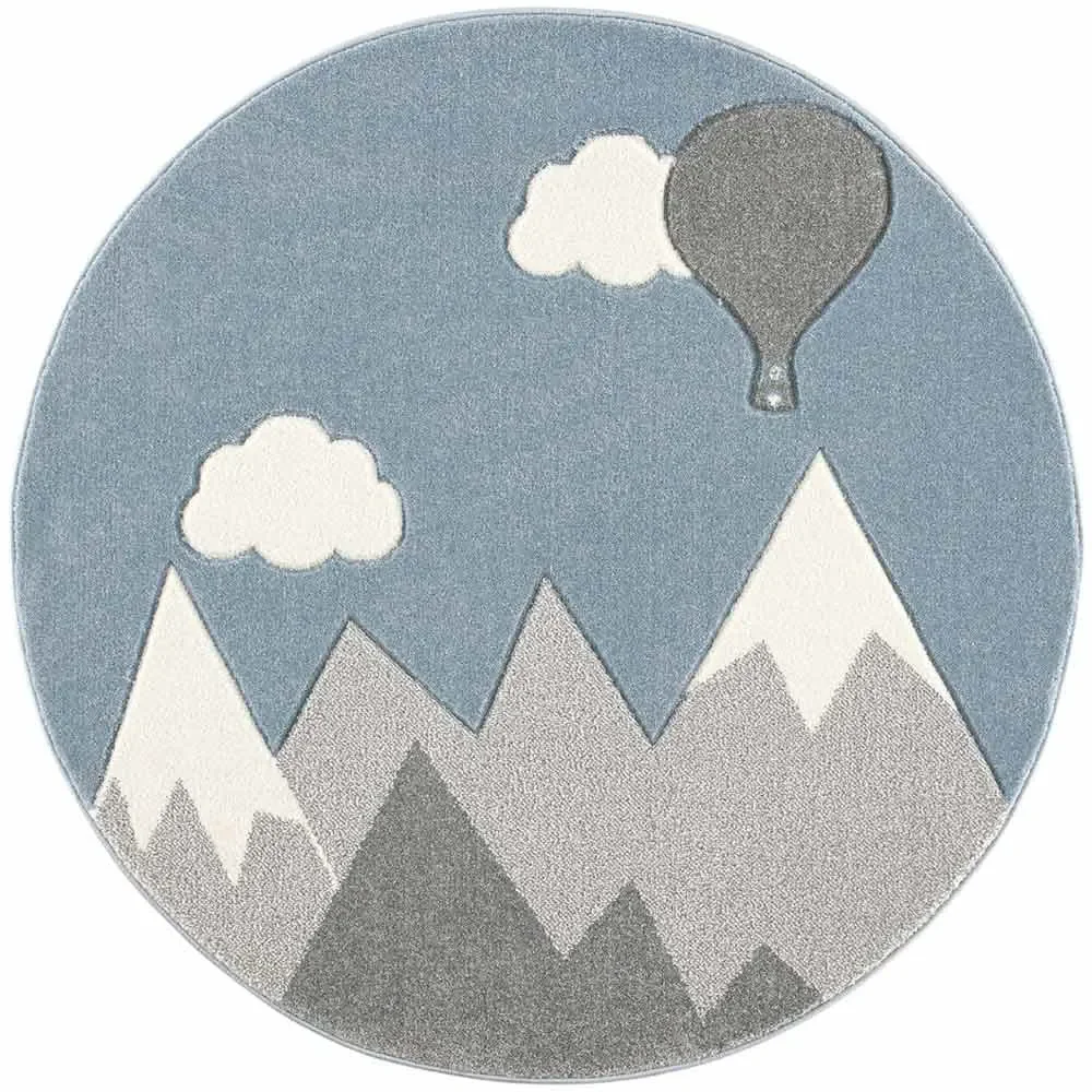 "Scandic Living children's carpet around mountains & balloon gray image"