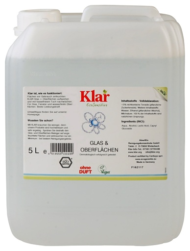 "Glass Cleaner 5 Liter, Fragrance Free, Surface Cleaner image"