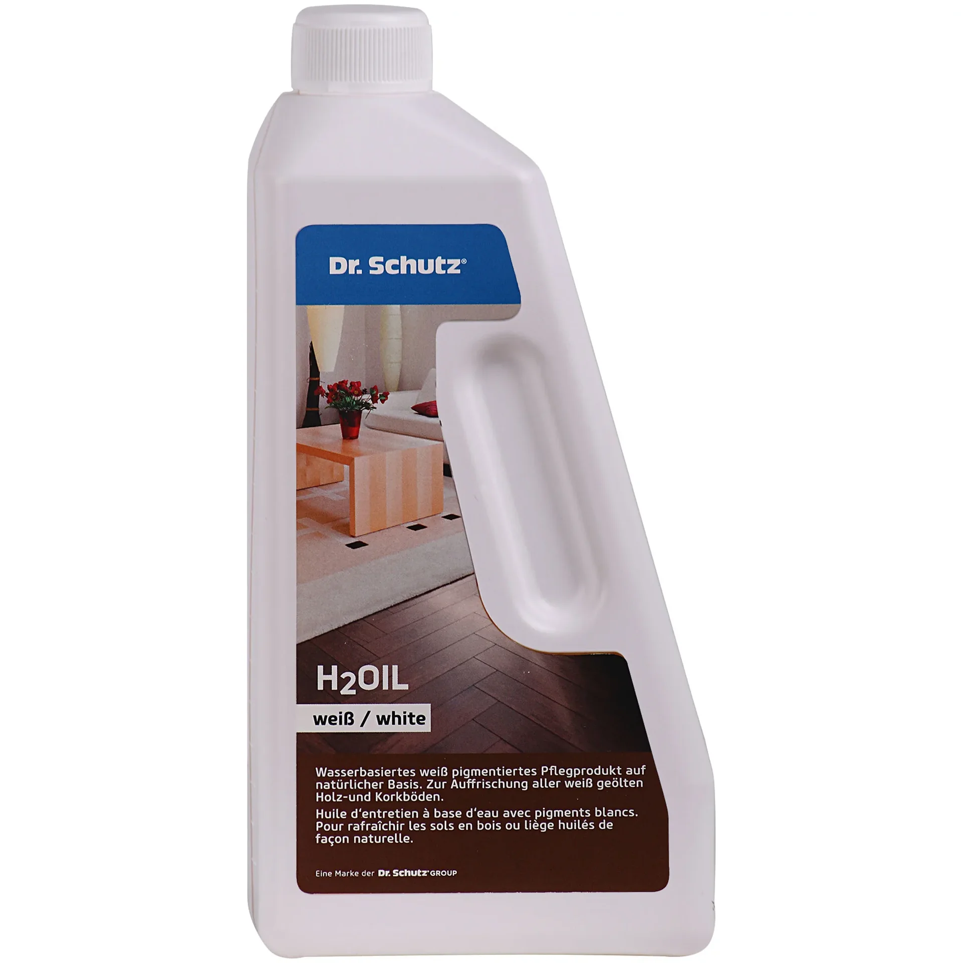 "Wood floor oil, 750 ml, white pigmented oil, water based wood oil image"