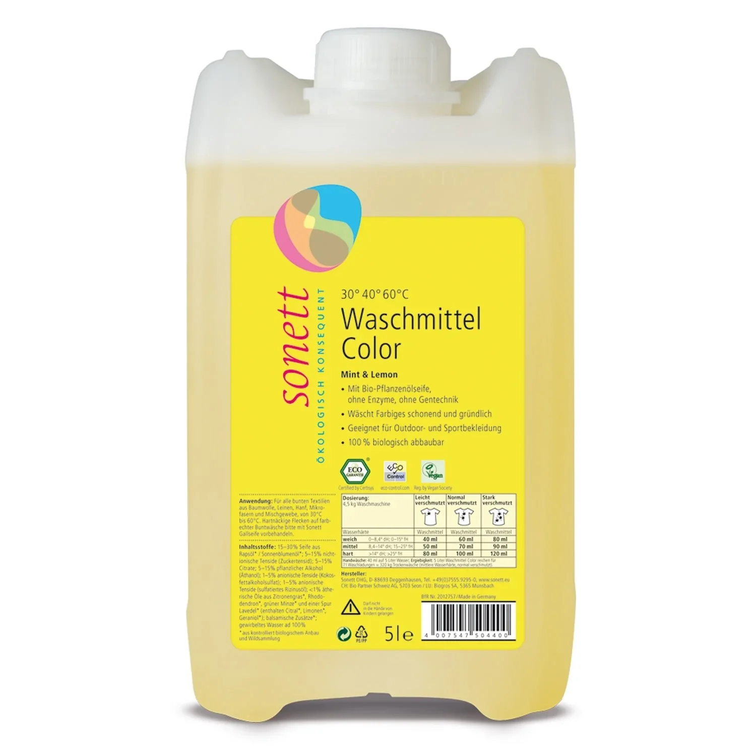 "Color Laundry Detergent, liquid, mint lemon, 5 Liter image"