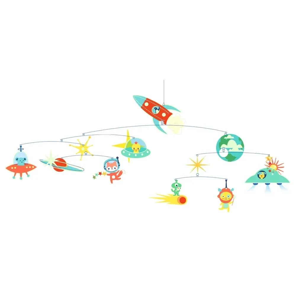 Djeco children mobile animals in space fluorescent