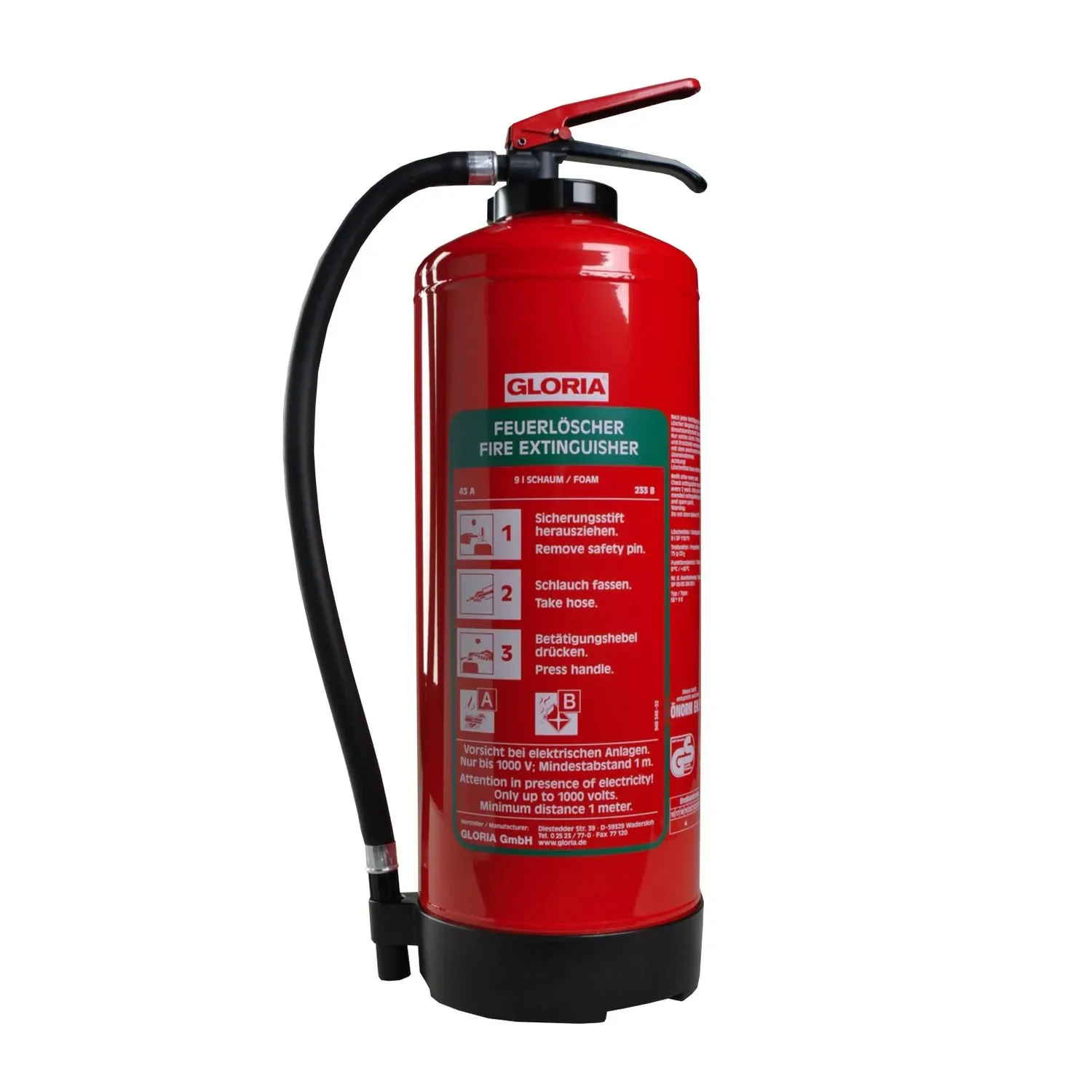 "Foam fire extinguisher - SDB 6 with wall bracket and pressure gauge image"