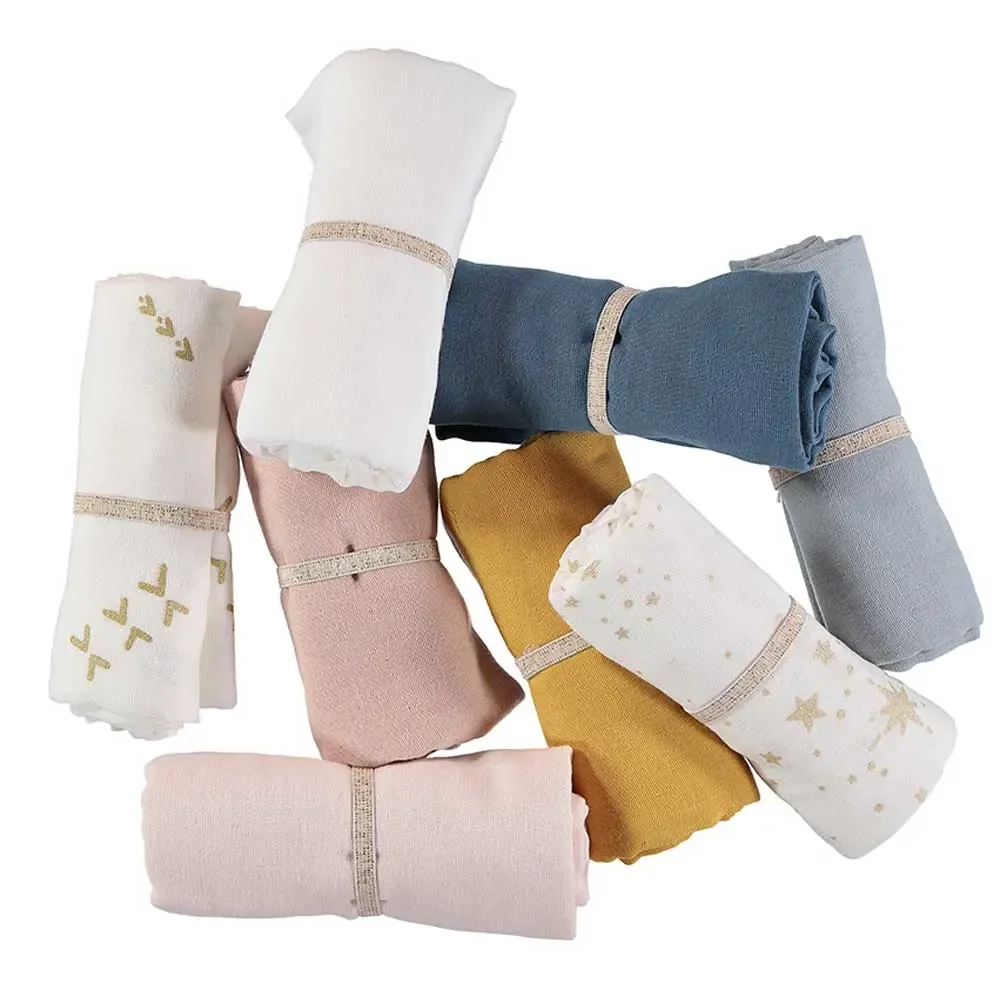 "Nobodinoz Baby Mull towel "Love" white image"