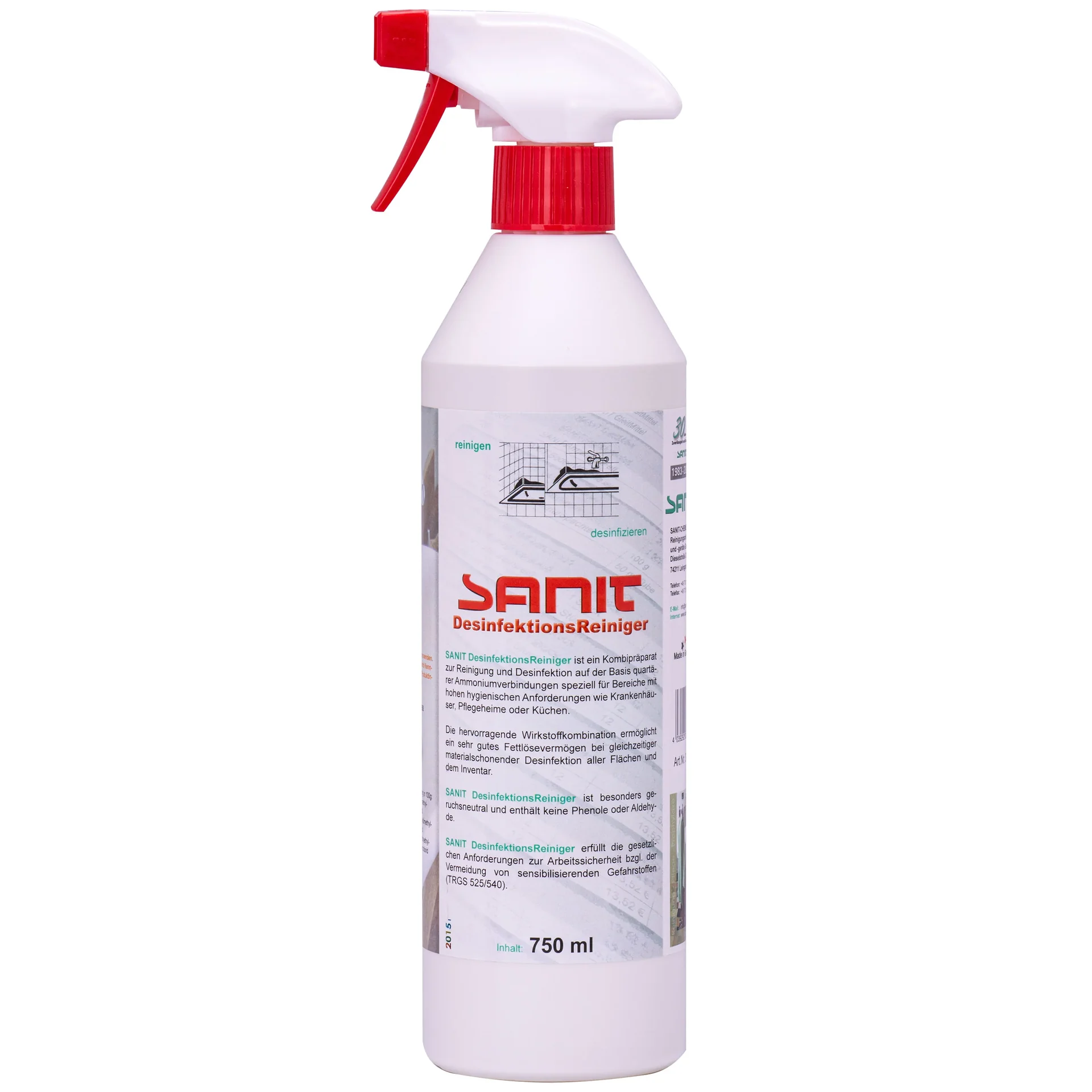 "Disinfectant cleaner 750 ml with spray, surface disinfectant, cleaning disinfectant image"