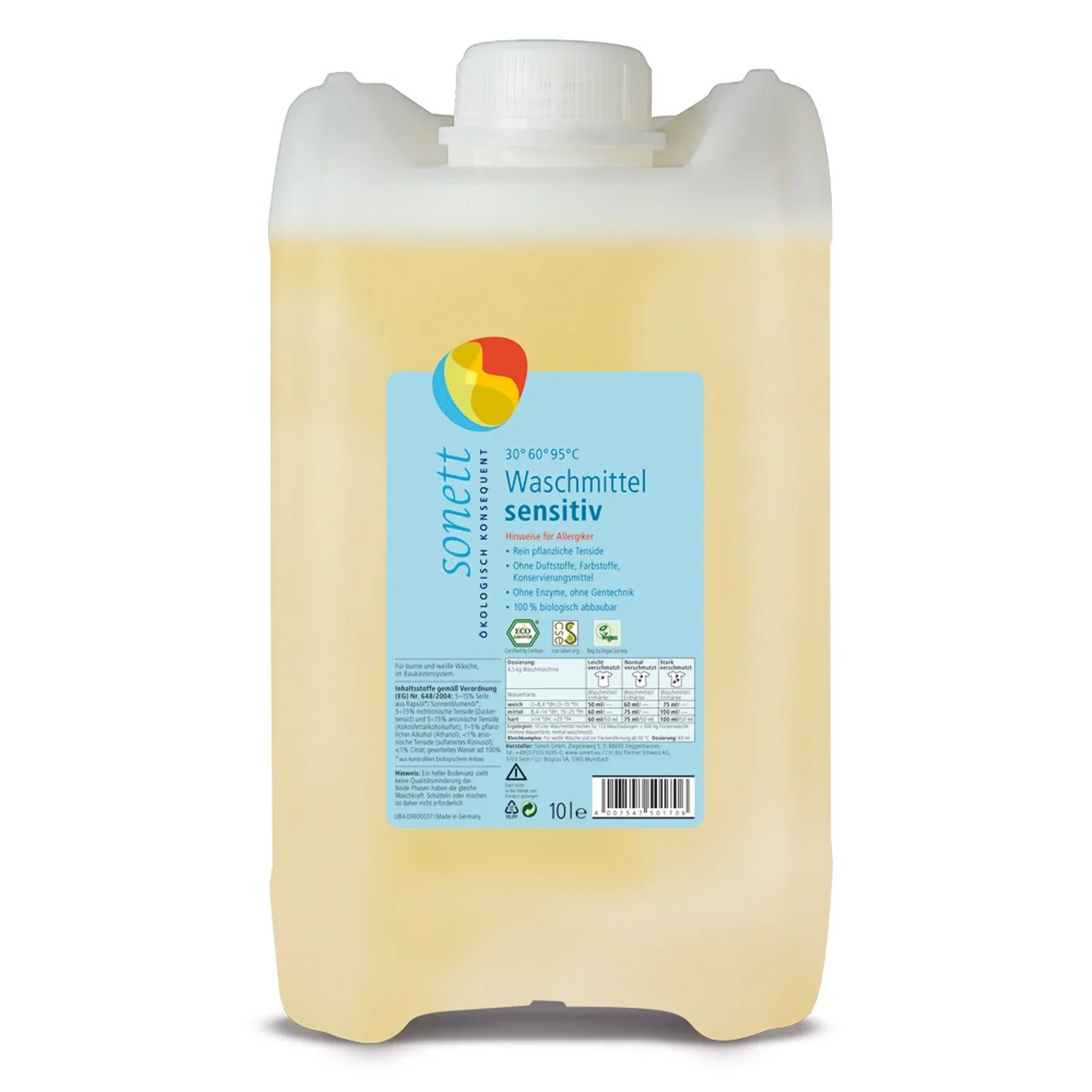 "Sensitive Laundry Detergent 5 Liter, Fragrance Free, Dye Free image"