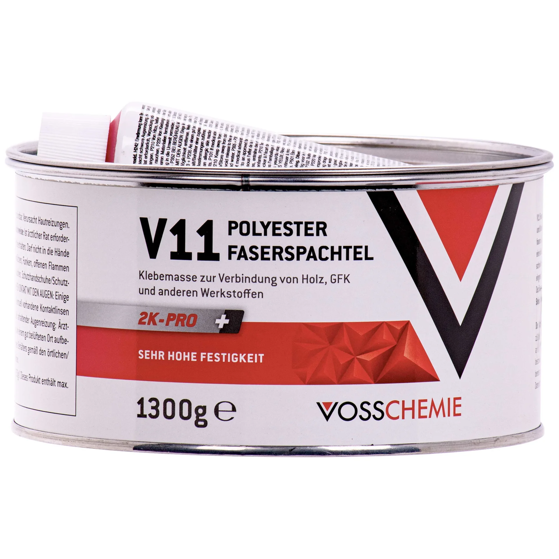 "Polyester Filler, Fiber Filler, 2K Filler, 1.3 kg 1250 g Masse + 50 g BPO-Härter, Car Body Filler image"