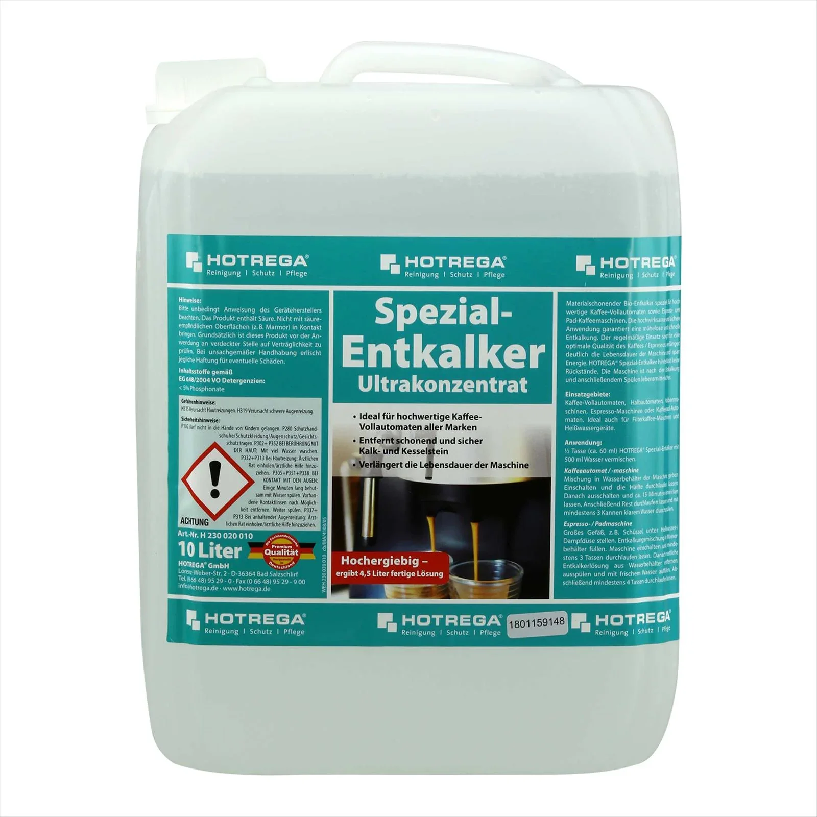 "Descaler Concentrate, 10 Liter, Descaling Solution, Lime Scale Remover, Industrial Strength image"