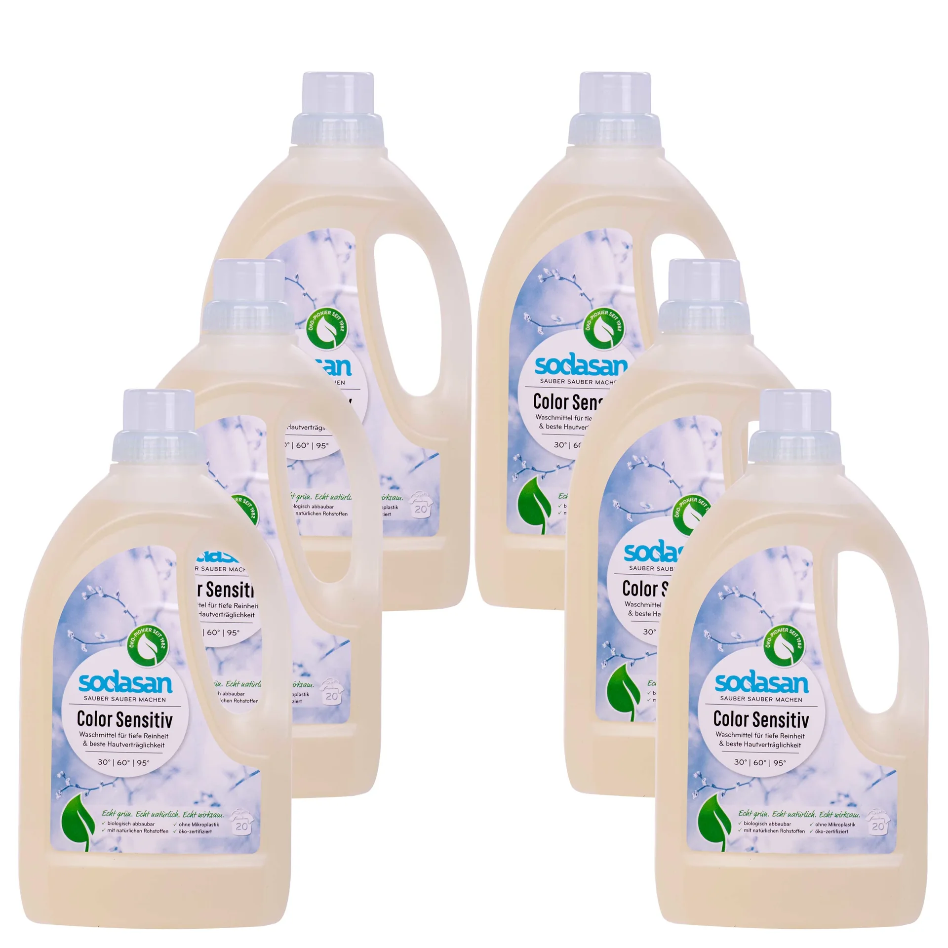 Sensitive Laundry Detergent 6 x 1.5 Liter, Universal, Unscented, Natural