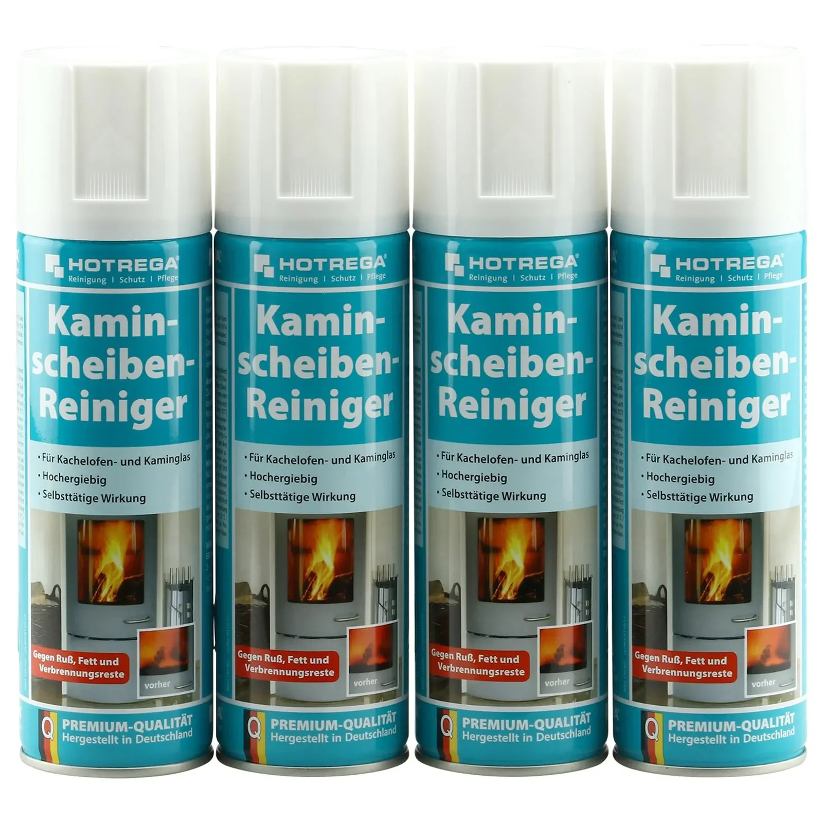 Fireplace glass cleaner, 4 x 300 ml spray, Wood stove glass cleaner