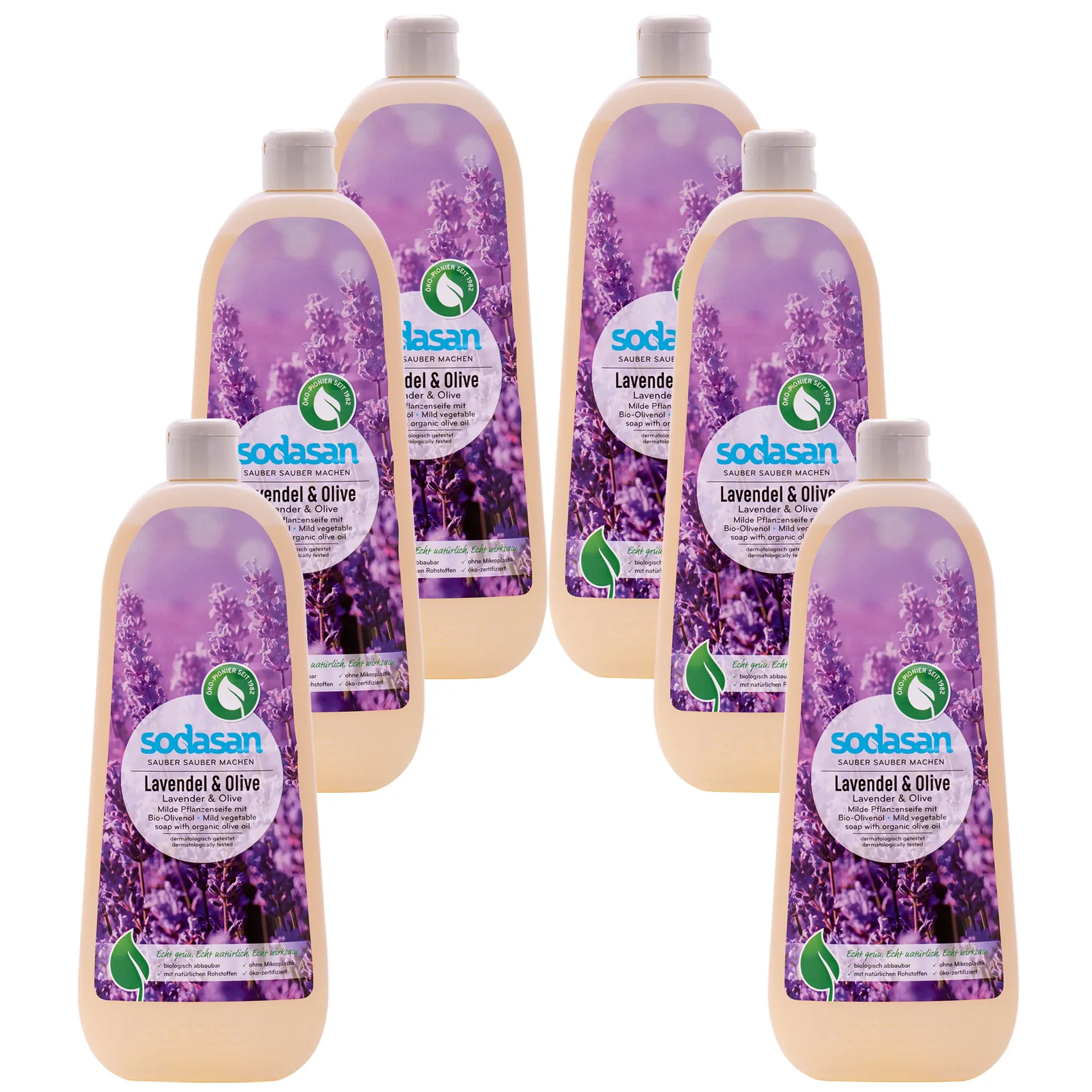 "Liquid Hand Soap, Natural Liquid Soap, Lavender Olive Oil Liquid Soap 6 x 1 Liter image"
