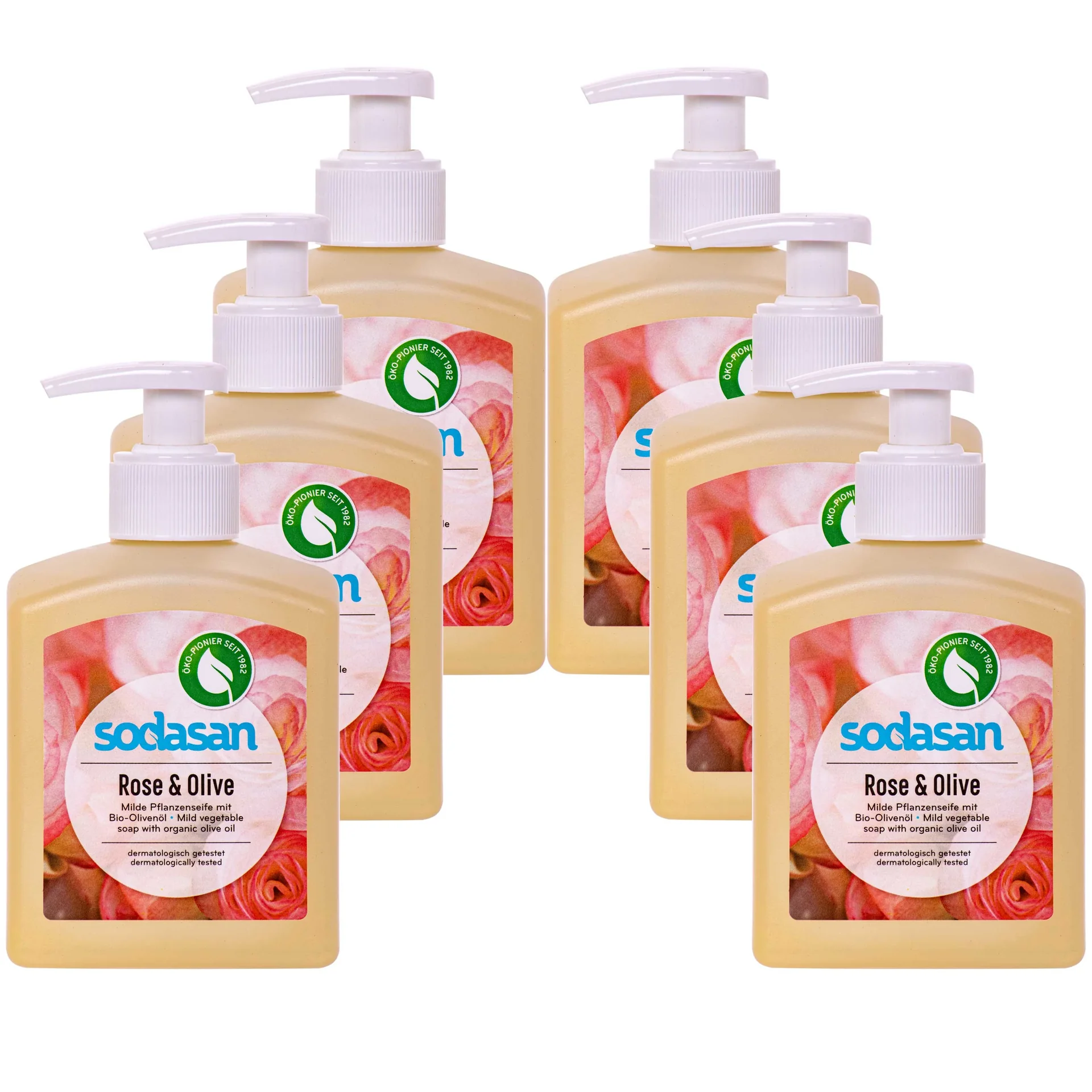"Liquid Hand Soap, Natural, Rose-Olive, Plant Based, 6 x 300 ml image"