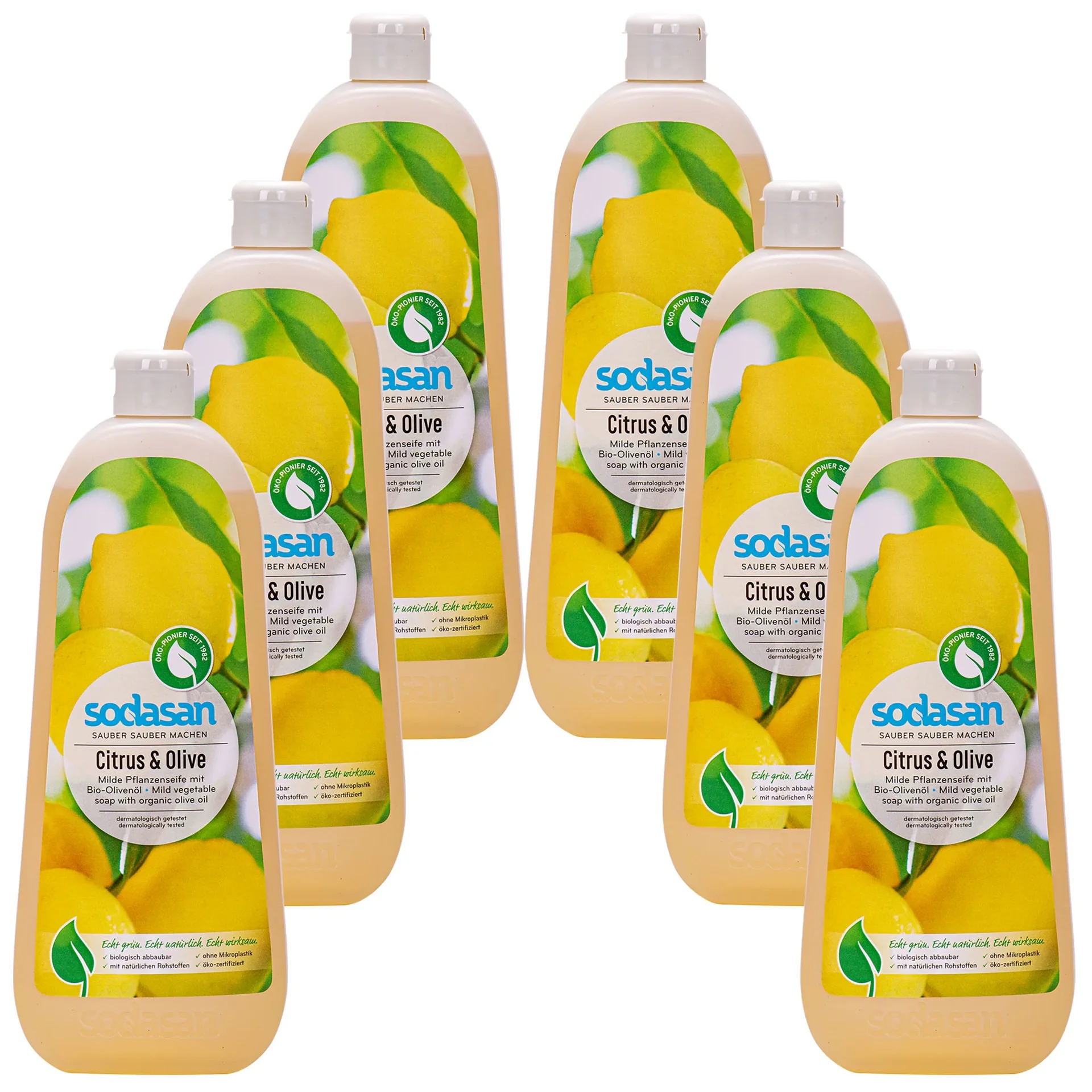 "Liquid Hand Soap, Natural, Citrus-Olive, Plant Based, 6 x 1 Liter Refill image"
