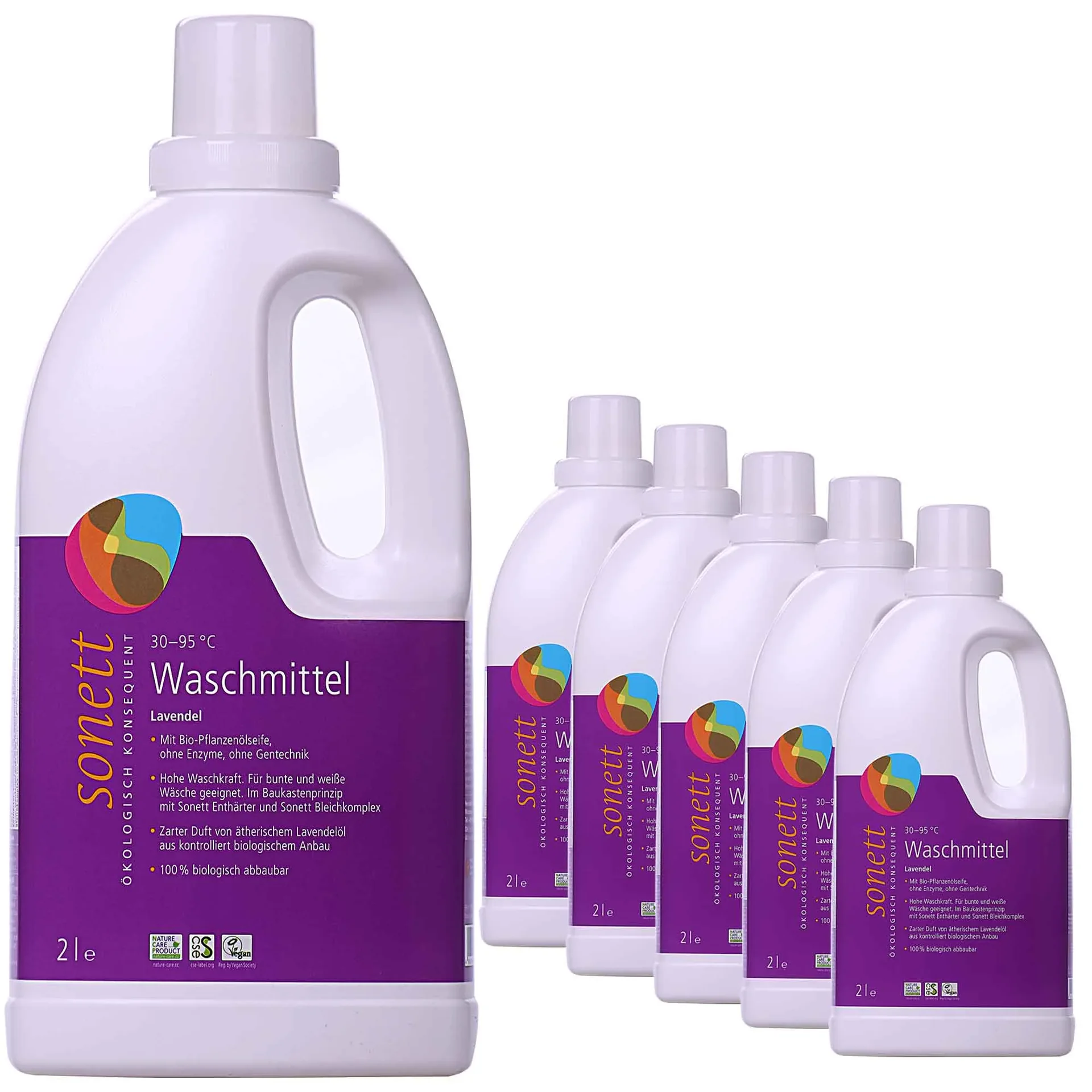 Laundry Detergent, Liquid, Lavender, 6 x 2 Liter, Eco Friendly, Gentle