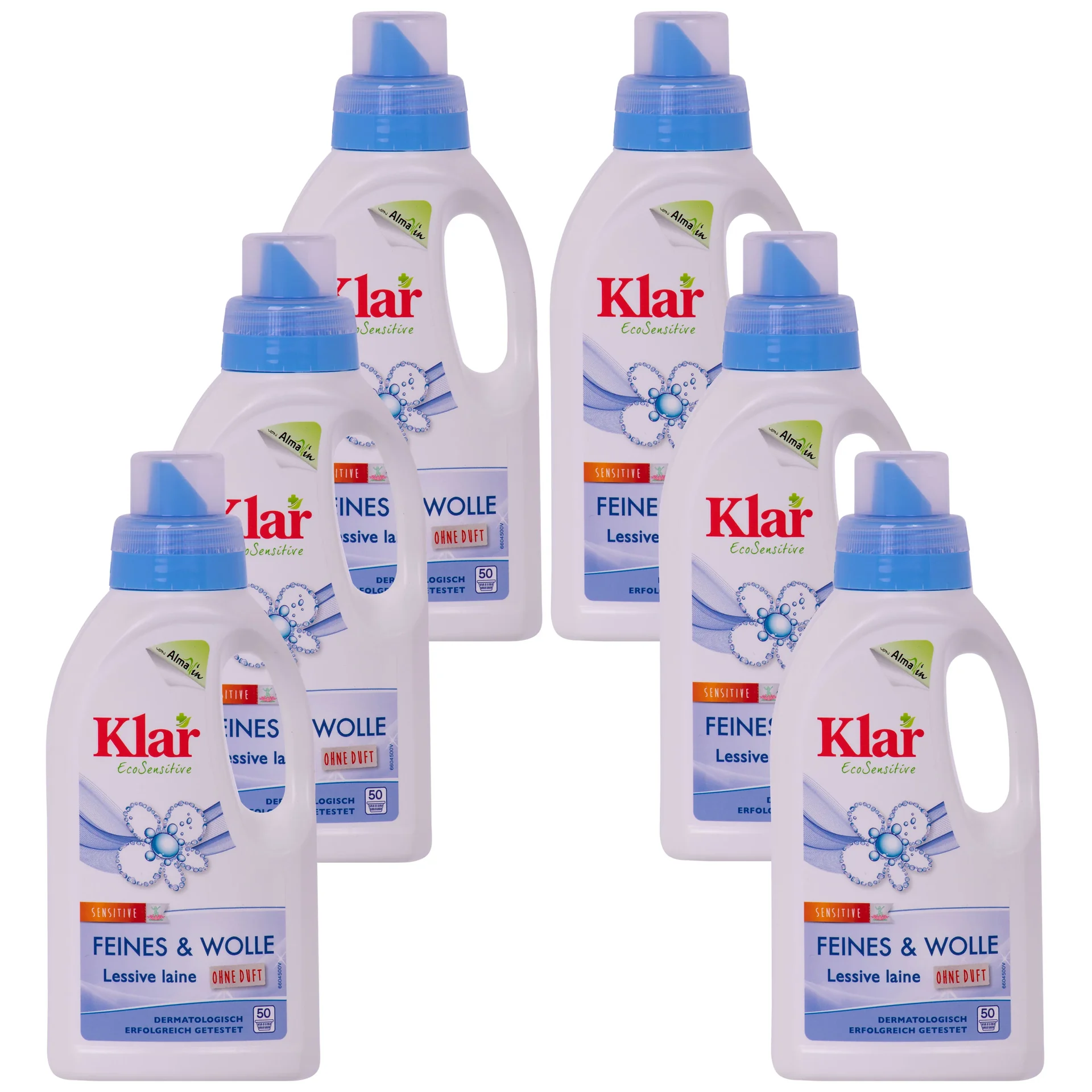 Laundry Detergent 6 x 500 ml, Fragrance Free Detergent, Delicate Detergent
