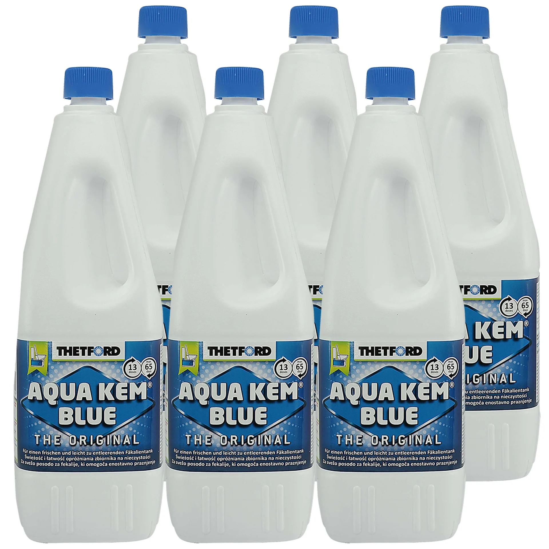"RV toilet chemical, portable toilet chemicals, 6 x 2 Liter, RV toilet treatment, marine toilet chemicals, camping toilet chemicals image"