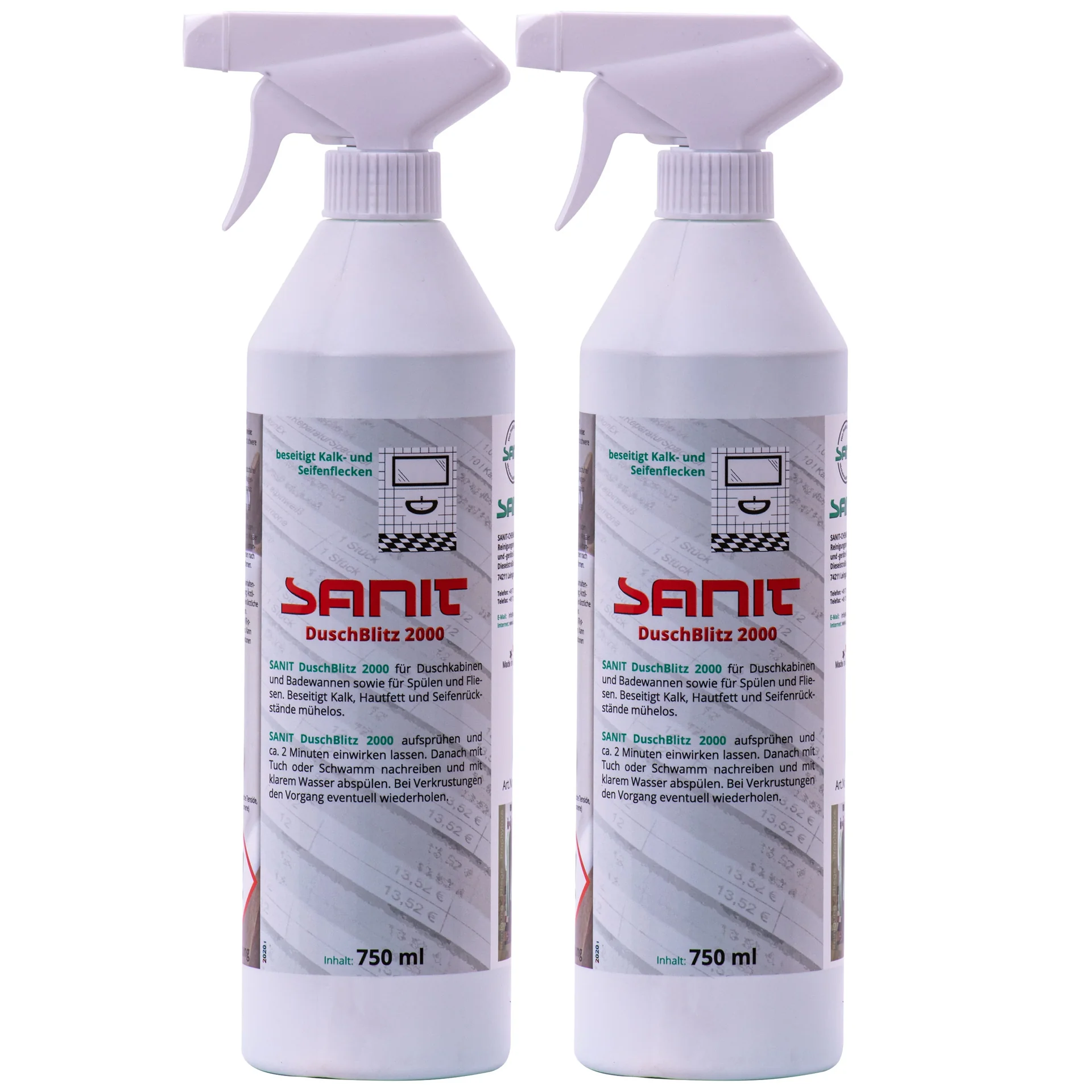 "Shower Cleaner, Bathroom Cleaner, Shower Spray, 2 x 750 ml Sprüfflasche image"