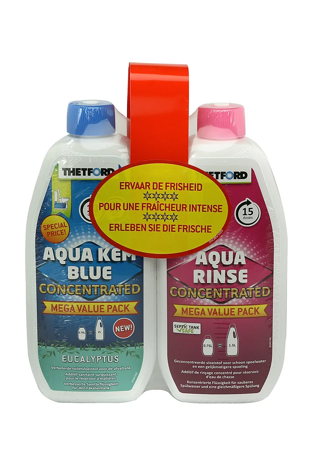 RV Toilet Chemicals, Portable Toilet Chemicals, RV Waste Treatment, 0.78 Liter Aqua Kem Blue Eucalyptus & 0.75 Liter Aqua Rinse Duopack