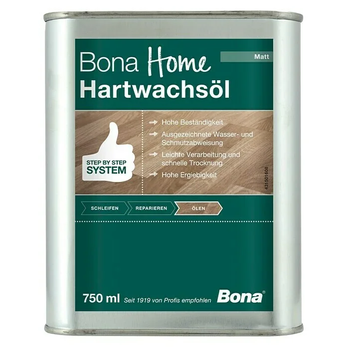 "Hard wax oil, matte finish, wood floor wax, 750 ml image"