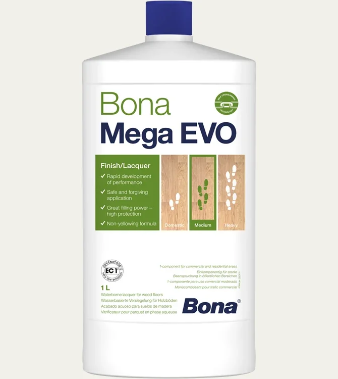 "Bona Mega Evo Extra Matte Wood Floor Finish, 1 Liter, Extra Matte Wood Sealer image"