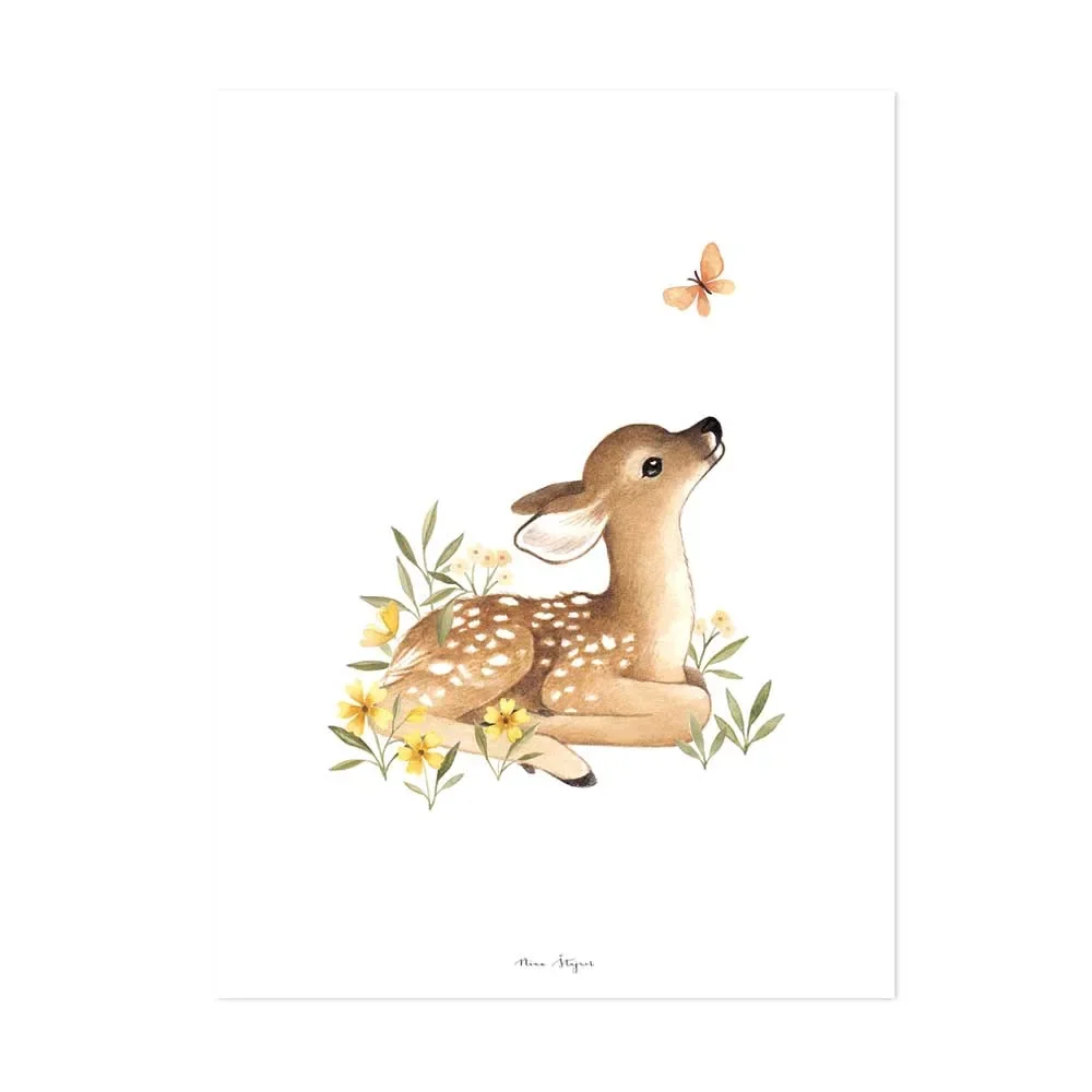 Lilipinso fawn with butterfly poster, brown