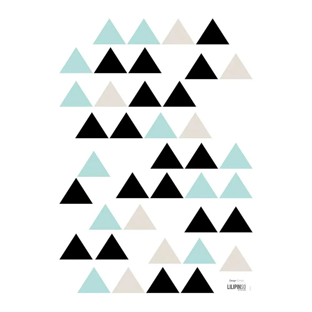 "Lilipinso Wall Sticker A3 Triangles Black Beige Mint image"
