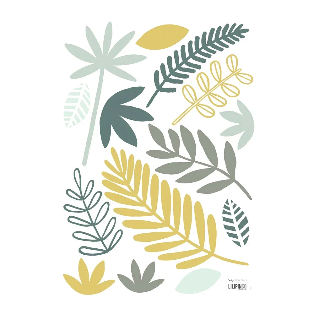 "Lilipinso A3 wall sticker, leaf assortment, green, blue image"