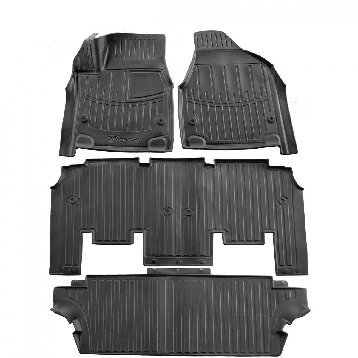 "3D Floor Mats, Rubber Car Mats, Vehicle Floor Mats, for Chrysler Pacifica II (RU) 2016-..., 7-Sitzer, car mats image"