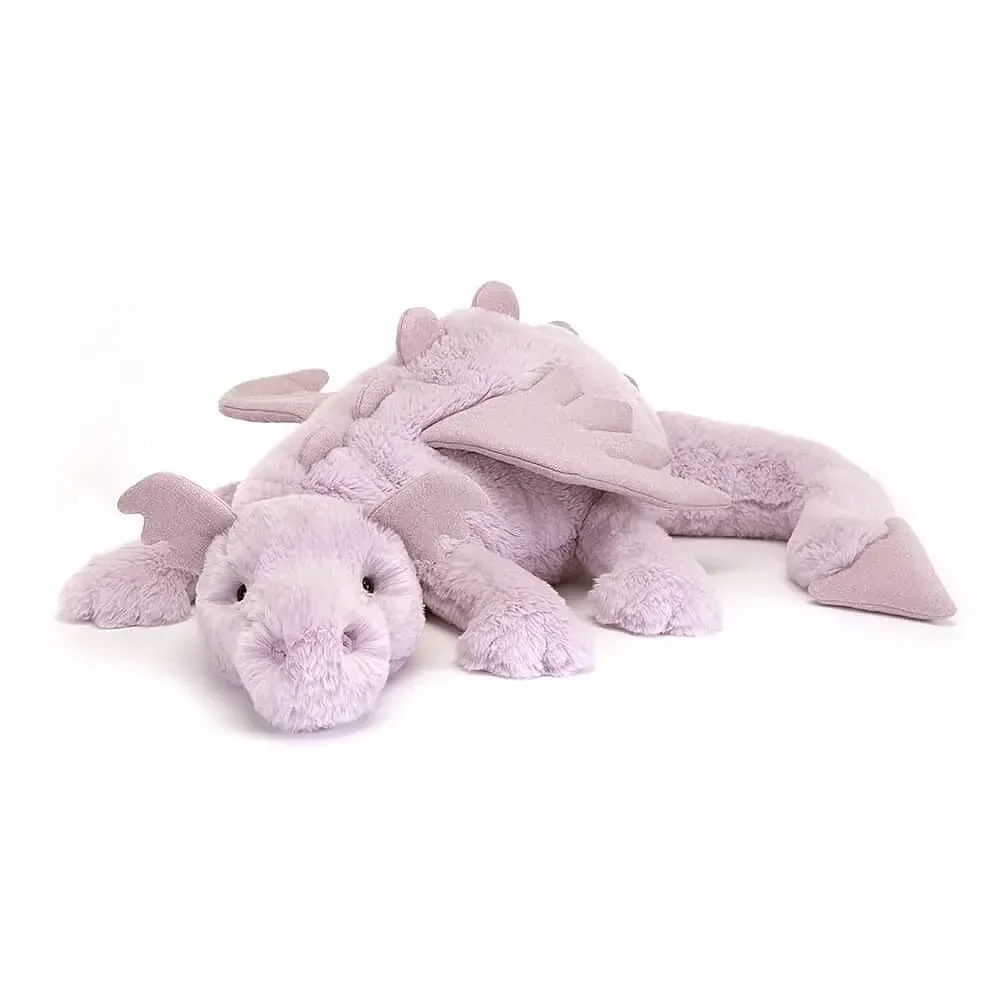 "Jellycat Soft Toy, Cuddly toy - Lavender Dragon, Size: Huge - H19 X W66 CM image"