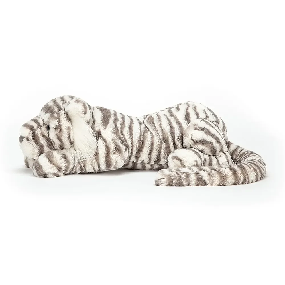 "Jellycat Soft Toy, Cuddly toy - Sacha Snow Tiger, Size: Large - H12 X W46 CM image"