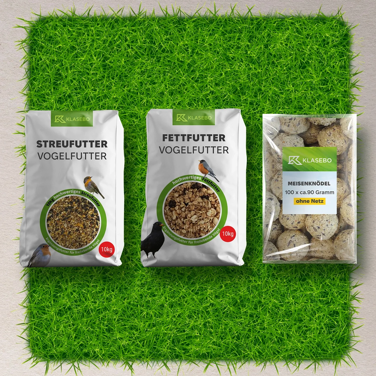 "Set Bird Feed Year-Round 30kg - Scatter Feed 10kg, Insect Fat Balls 100 Pcs. without Net, High-Energy Suet Feed 10kg image"