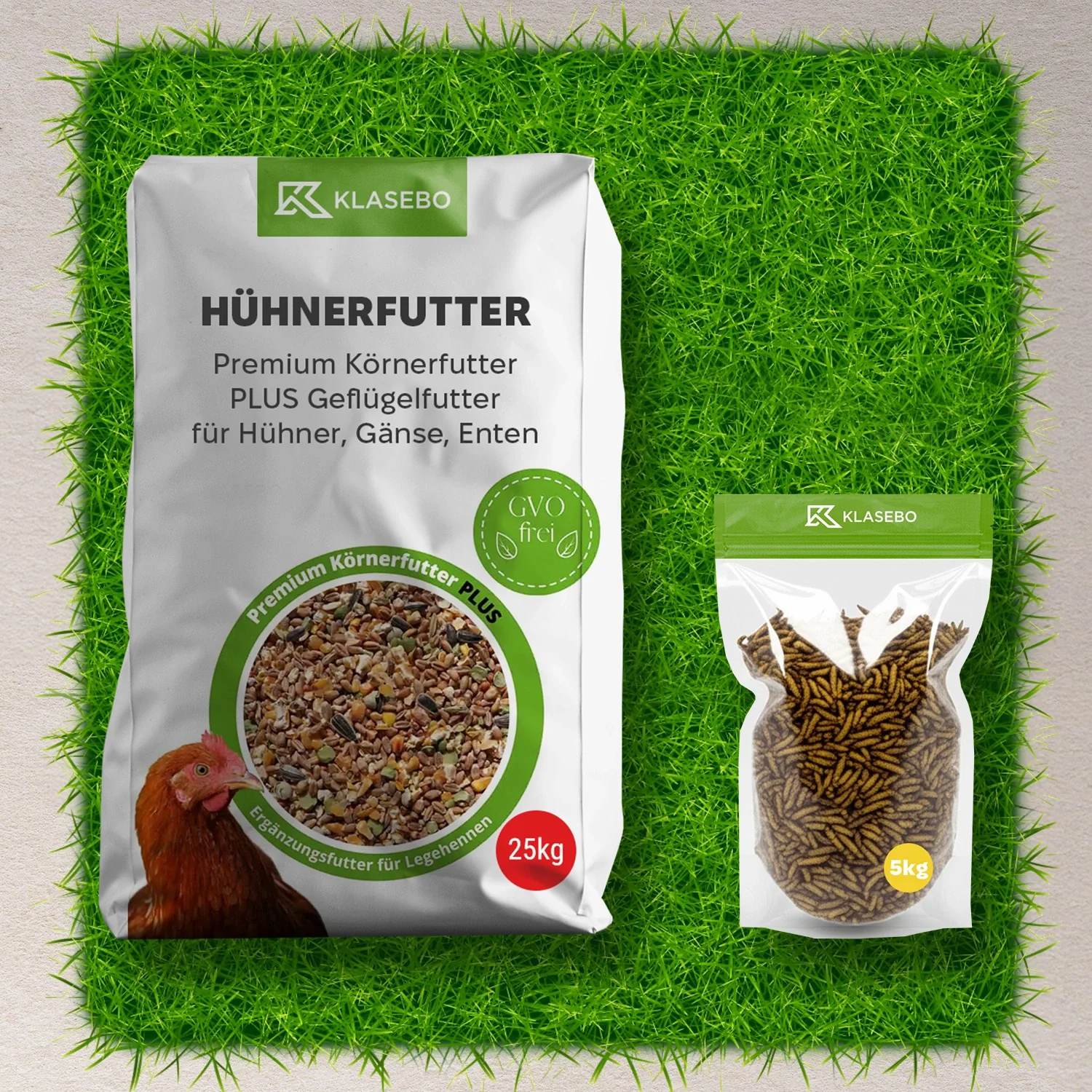 "Set Chicken Feed with Insects 30kg - Premium Poultry Feed 25kg, Dried Black Soldier Fly Larvae 5kg image"